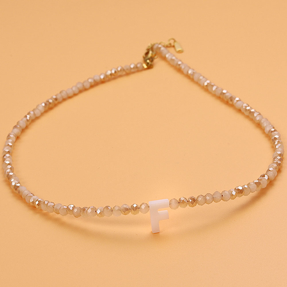 Shell letter pendants stackable necklace