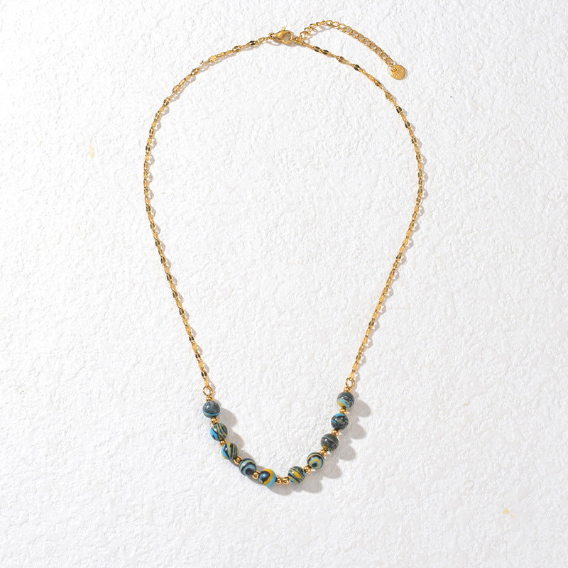 Gem Beaded Stainless Steel Necklace