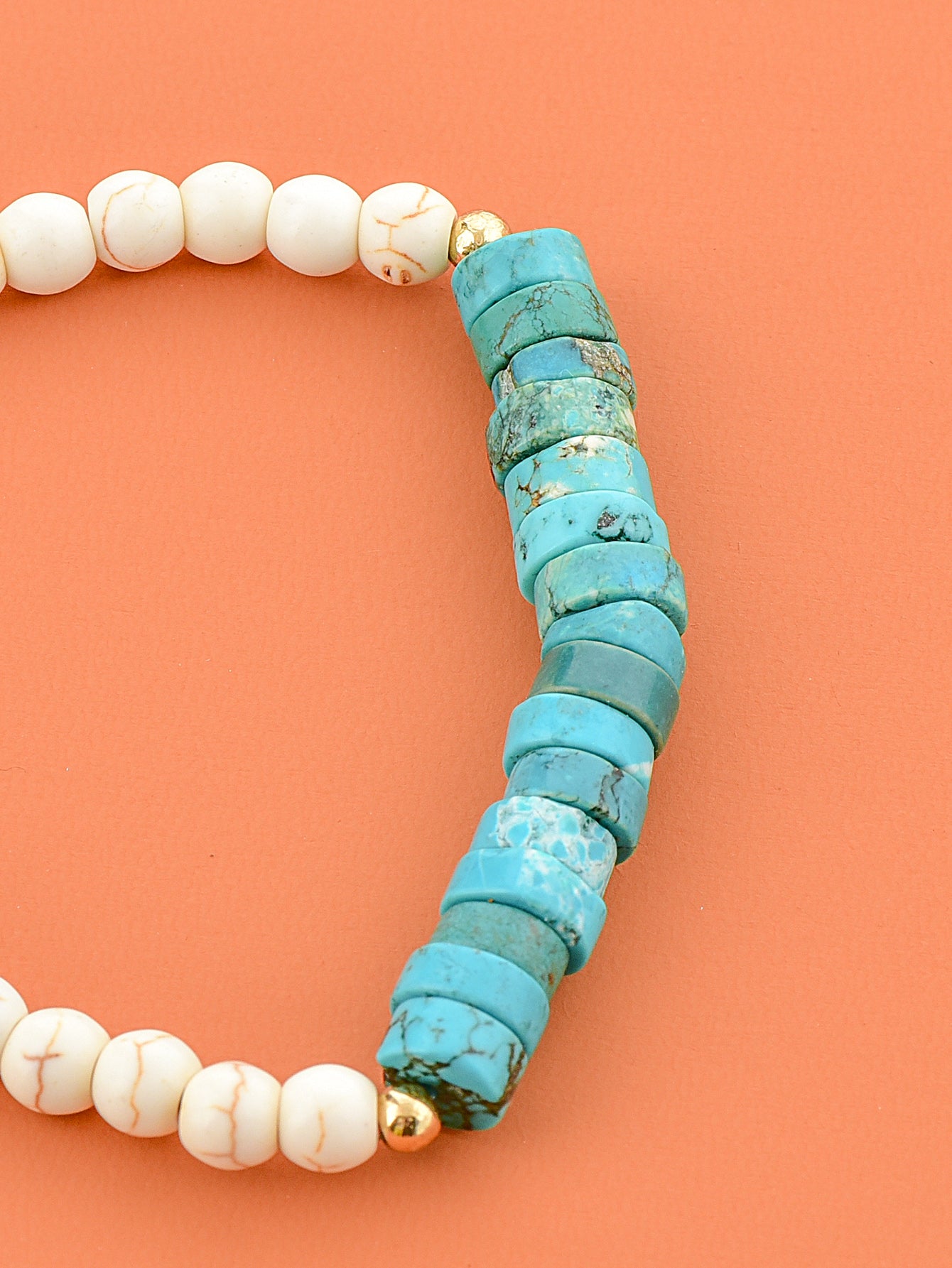 Howlite Turquoise Beaded Elastic Bracelet