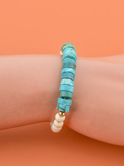 Howlite Turquoise Beaded Elastic Bracelet