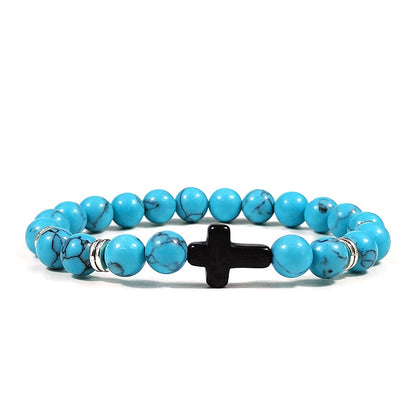 Imitation Turquoise Malachite Cross Bracelet