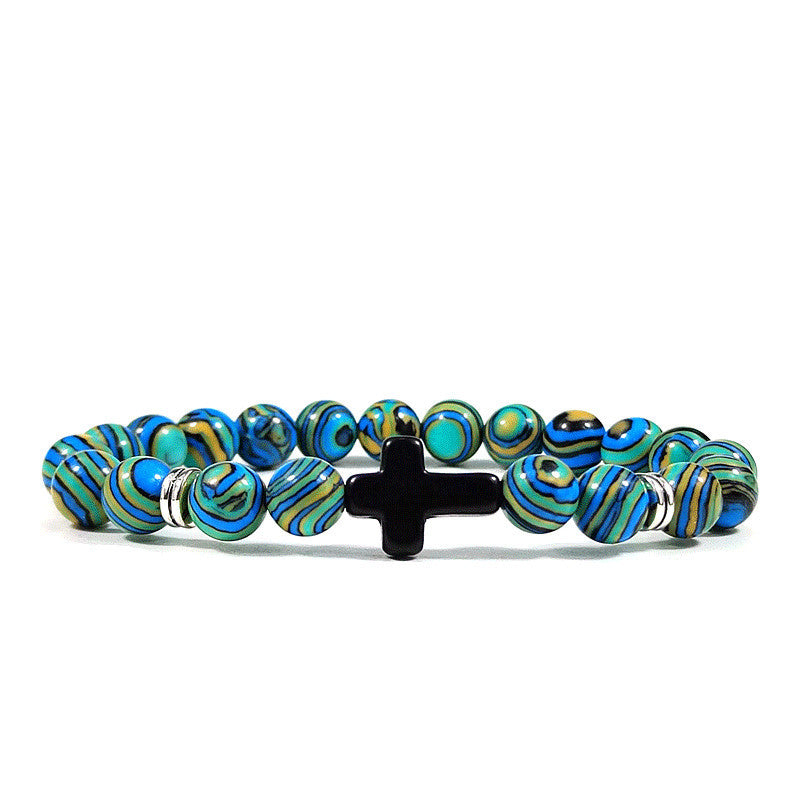 Imitation Turquoise Malachite Cross Bracelet