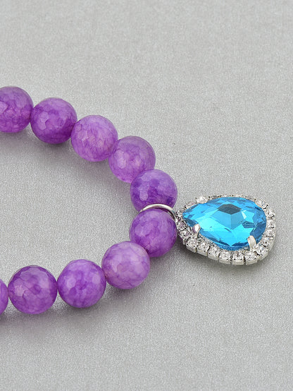 Faceted Purple Stone Sapphire Pendant Bracelet