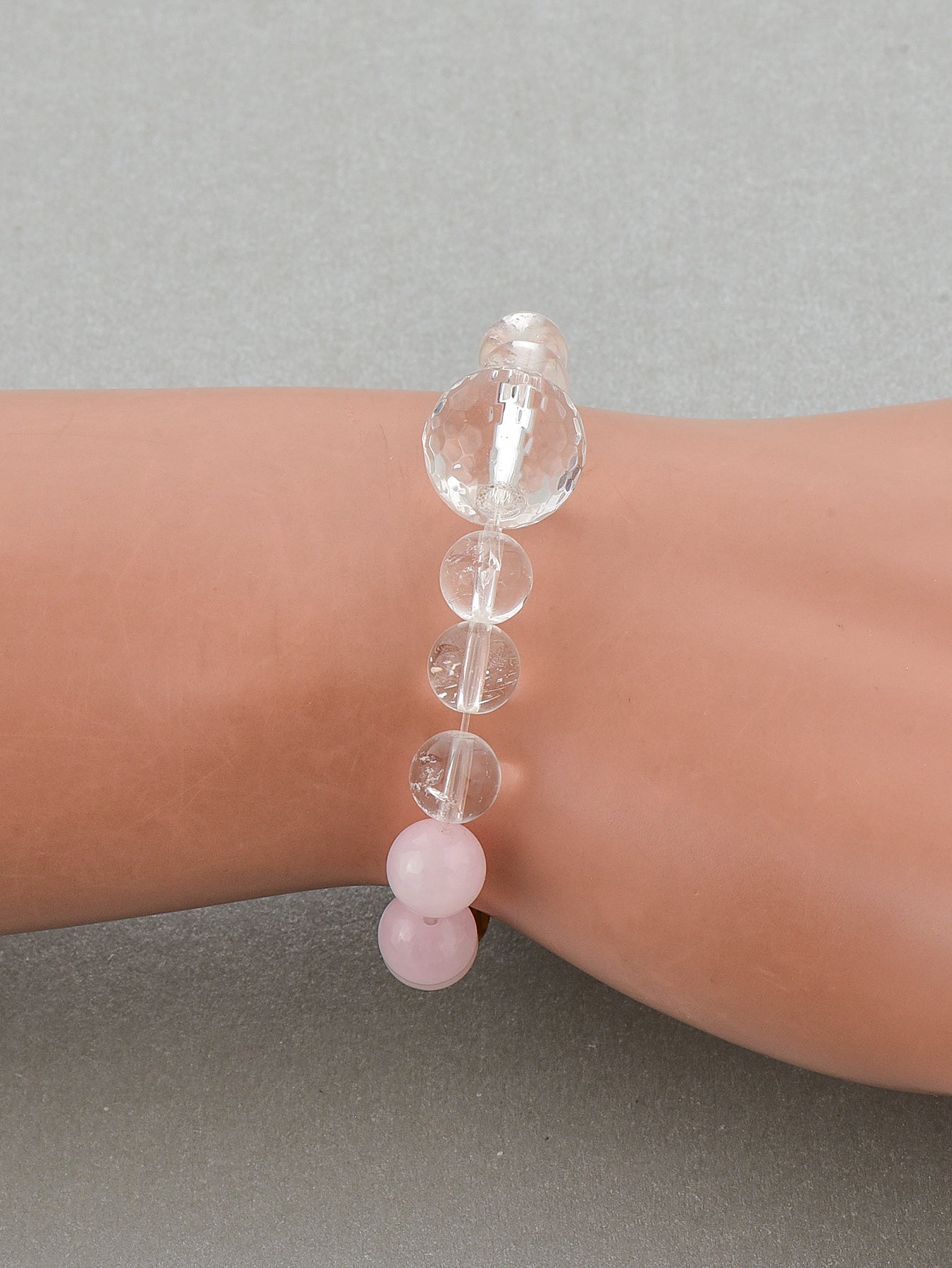 Rose Quartz with Clear Crystal Bracelet