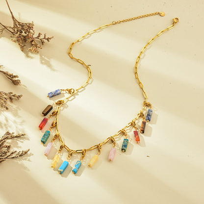 Colorful gemstone pendant DIY necklace