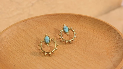 Turquoise Stainless Steel Sun Earring
