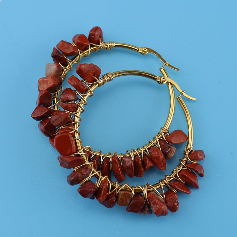 Wholesale Natural Stone Hoop Chakra Earrings
