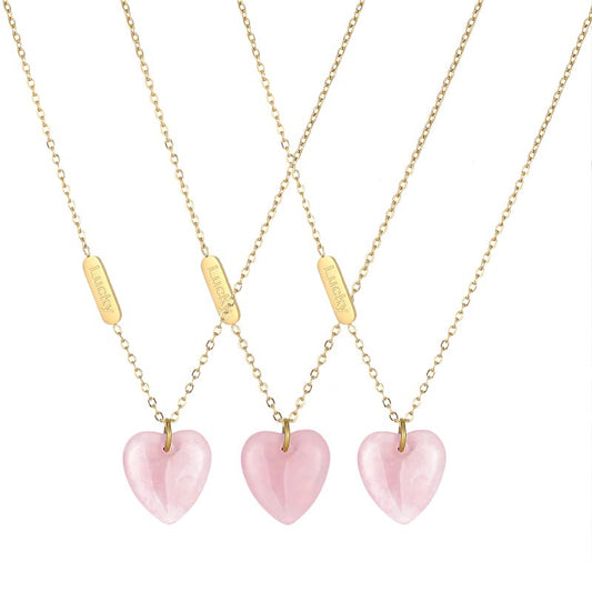 Wholesale Rose Quartz Heart Charm Pendant Necklace
