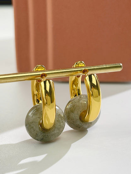 Wholesale Natural Stone Beads Hoop Earring